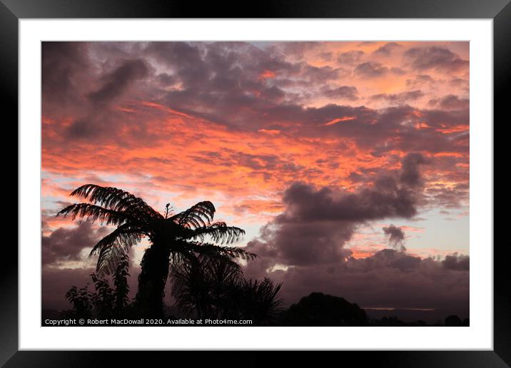 Evening sky over Otumoetai, Bay of Plenty, New Zealand Framed Mounted Print by Robert MacDowall