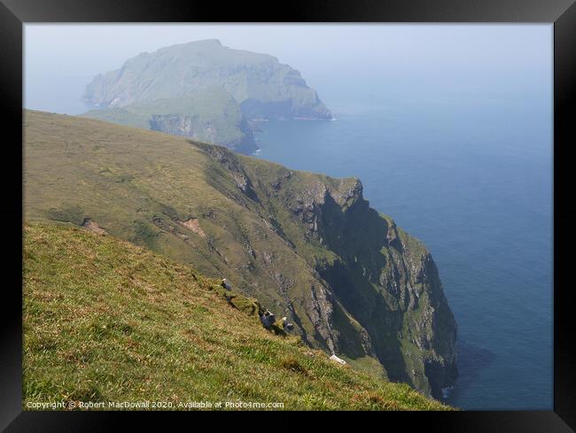 Soay viewed from atop Conachair on Hirta, St Kilda Framed Print by Robert MacDowall