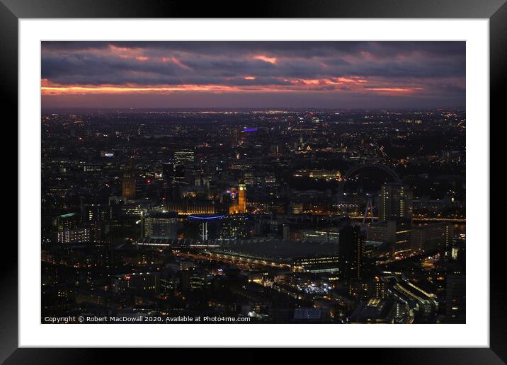 West London at night from the Shard Framed Mounted Print by Robert MacDowall