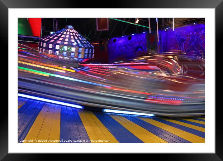 Fairground ride by night - long exposure Framed Mounted Print by Robert MacDowall