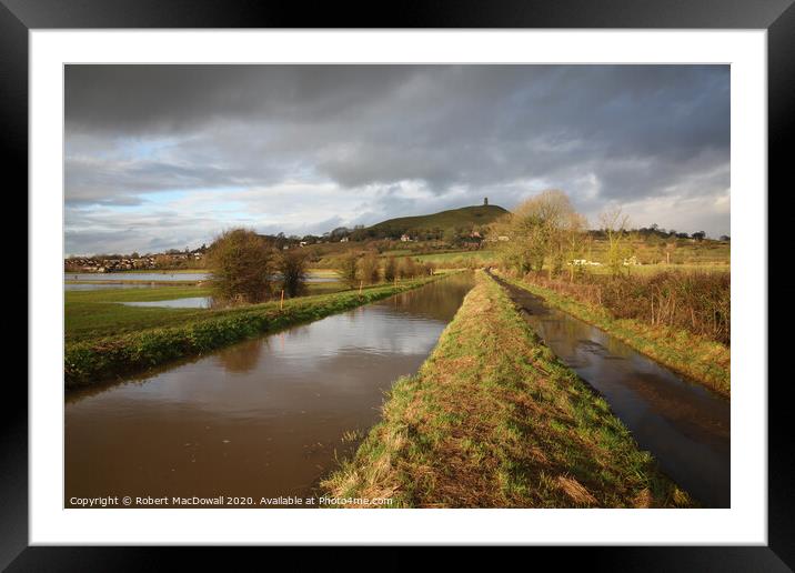 The Somerset Levels and Glastonbury Tor Framed Mounted Print by Robert MacDowall