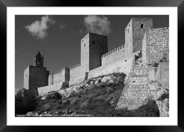 Alcazaba de Antequera, Malaga, Spain in monochrome Framed Mounted Print by Robert MacDowall