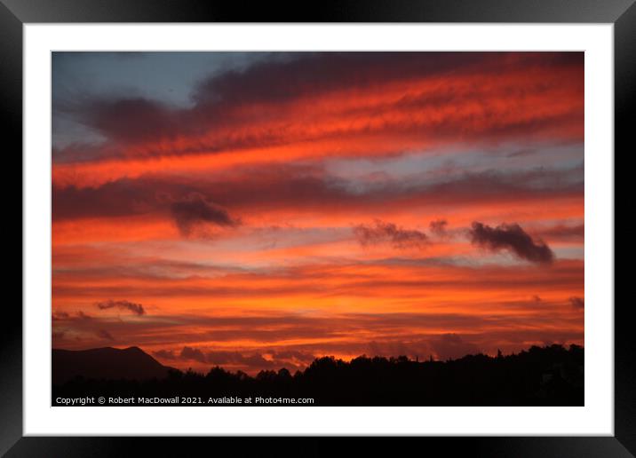 Evening flame sky over Setubal, Portugal Framed Mounted Print by Robert MacDowall