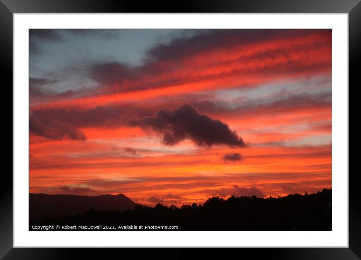 Evening flame sky over Setubal, Portugal - 2 Framed Mounted Print by Robert MacDowall