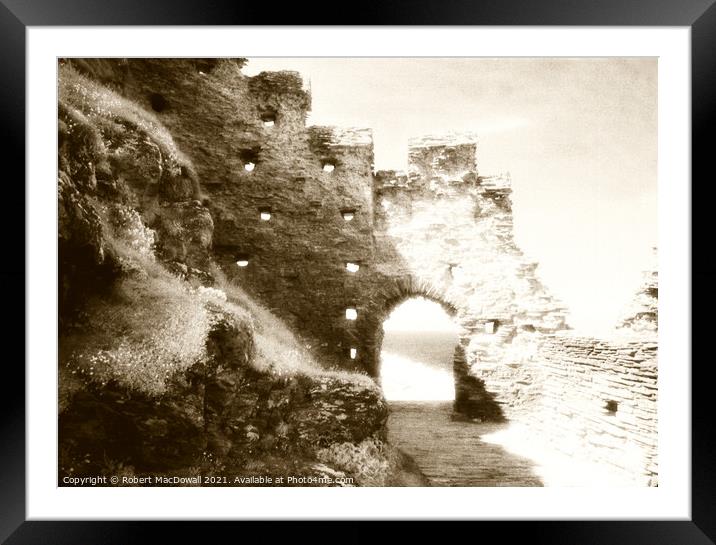 Tintagel Castle, Cornwall in infra-red Framed Mounted Print by Robert MacDowall