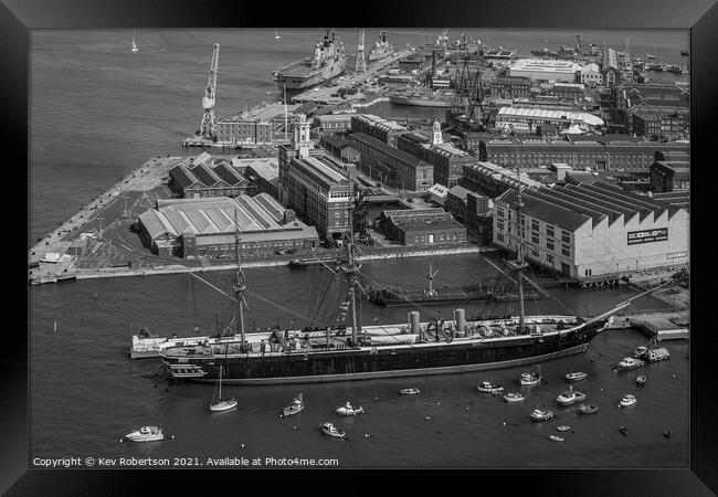 HMS Warrior from above Framed Print by Kev Robertson