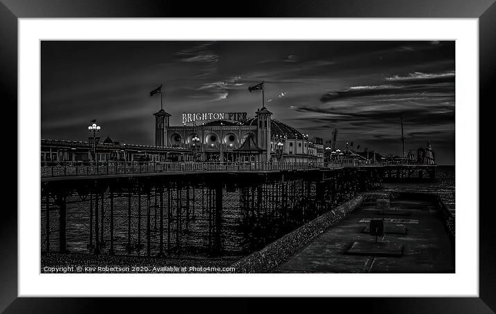 Brighton Pier at night Framed Mounted Print by Kev Robertson