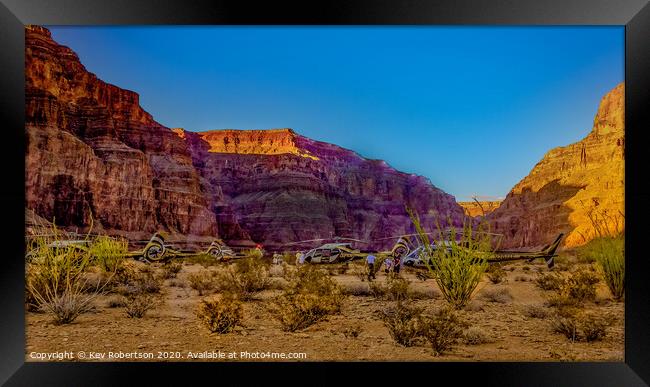 Grand Canyon helicopter landing site Framed Print by Kev Robertson