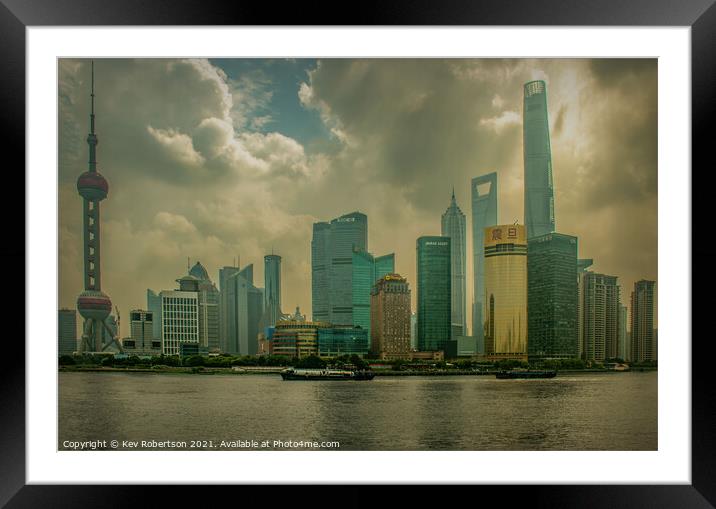 Shanghai cityscape Framed Mounted Print by Kev Robertson