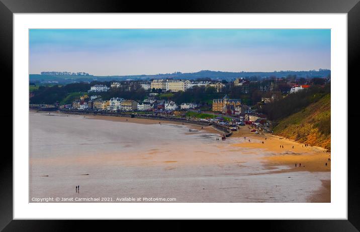Beautiful Filey Beach and Seafront Framed Mounted Print by Janet Carmichael