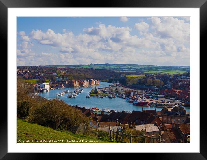 Overlooking Whitby Marina Framed Mounted Print by Janet Carmichael
