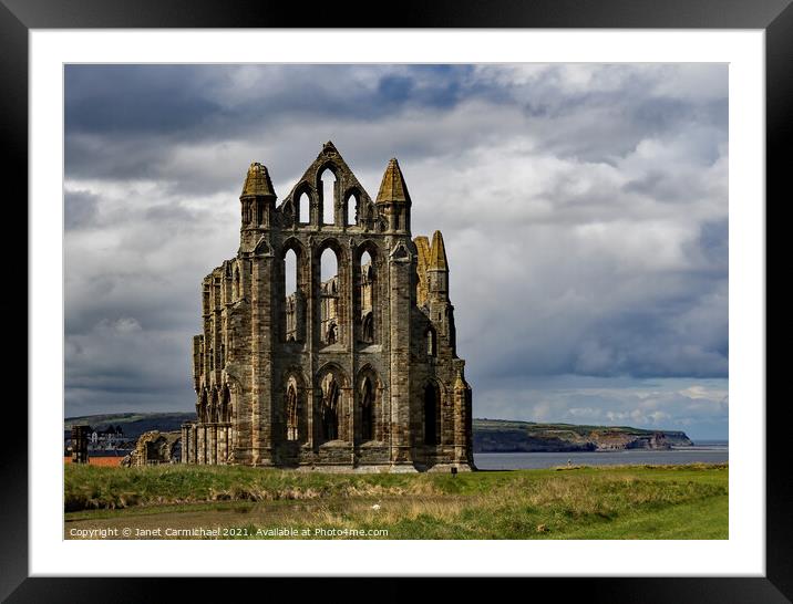Majestic Ruins Overlooking Whitby Bay Framed Mounted Print by Janet Carmichael