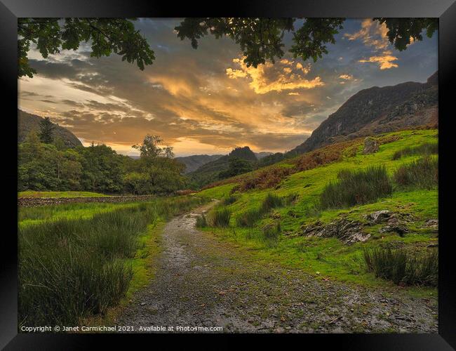 Tranquil Sunset in Borrowdale Framed Print by Janet Carmichael