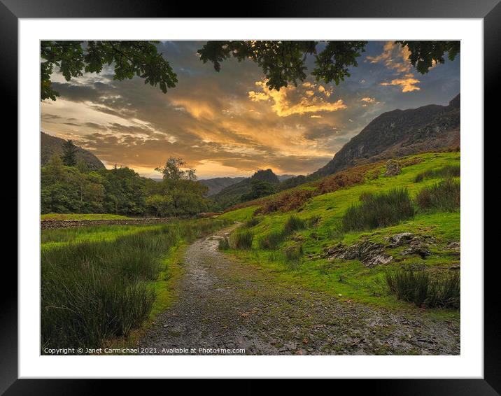 Tranquil Sunset in Borrowdale Framed Mounted Print by Janet Carmichael
