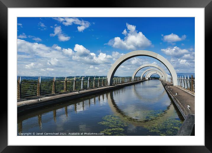 Falkirk Wheel Reflections Framed Mounted Print by Janet Carmichael