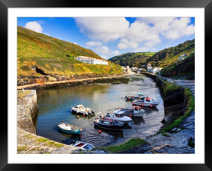 Colourful Boscastle Harbour Framed Mounted Print by Janet Carmichael