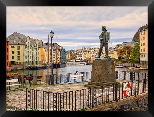 The Fisher Boy Statue at Alesund Framed Print by Janet Carmichael