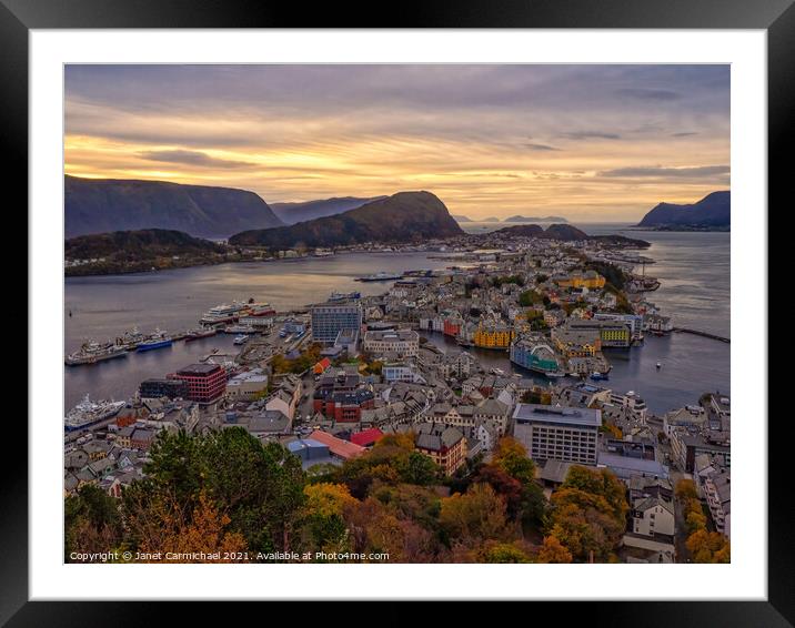 Glorious Autumn Evening in Alesund Framed Mounted Print by Janet Carmichael