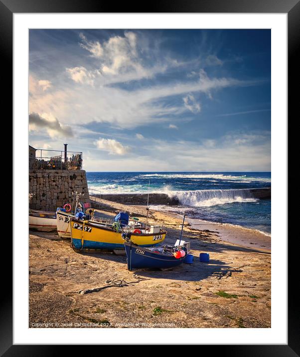 Sennen Cove Harbour Framed Mounted Print by Janet Carmichael