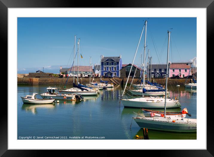 Charming Harbourmaster Hotel in Vibrant Welsh Coas Framed Mounted Print by Janet Carmichael