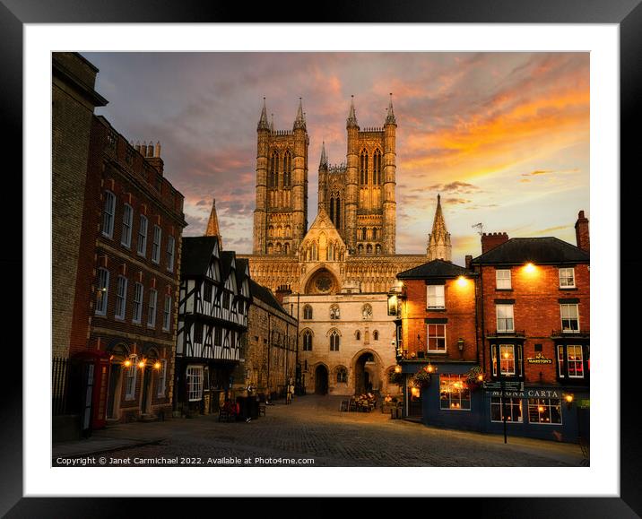 Majestic Lincoln Cathedral at Sunset Framed Mounted Print by Janet Carmichael