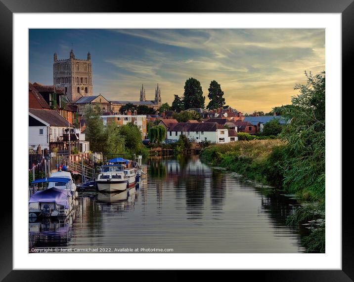 Tranquil Twilight on Tewkesburys River Framed Mounted Print by Janet Carmichael