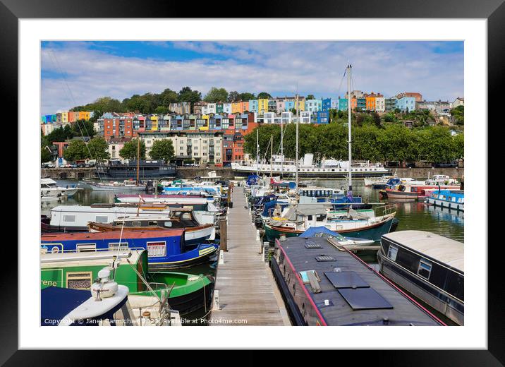 The Colourful Bustle of Bristol Marina Framed Mounted Print by Janet Carmichael