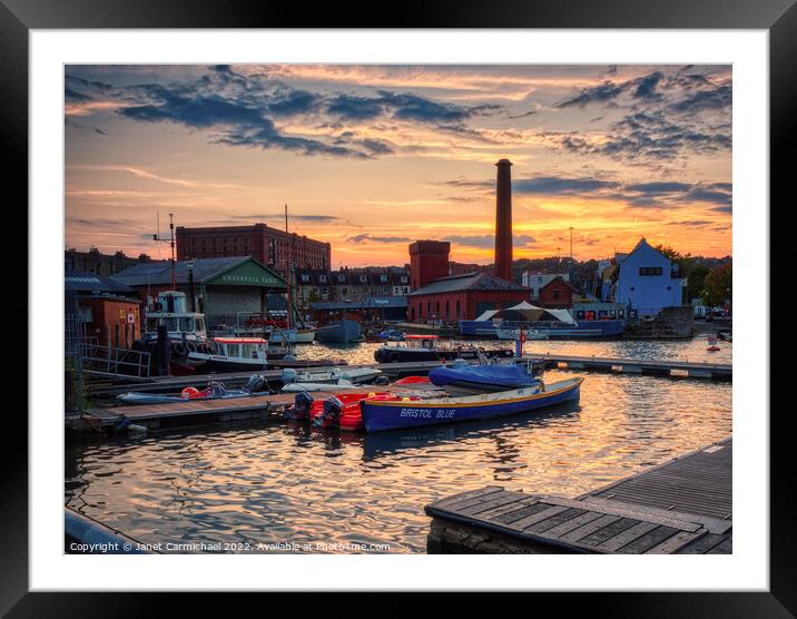 Maritime Sunset at Underfall Yard Framed Mounted Print by Janet Carmichael
