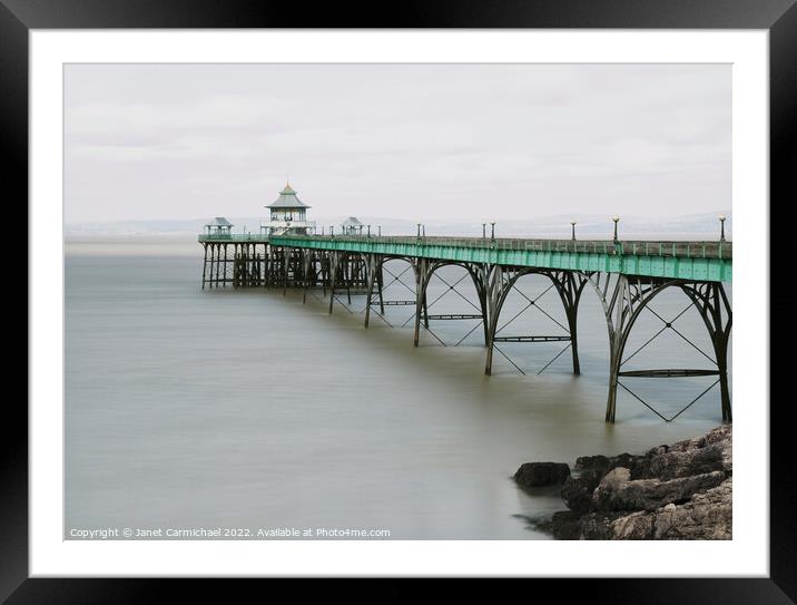 Clevedon Pier Framed Mounted Print by Janet Carmichael