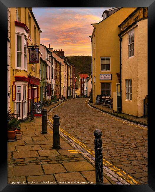 Golden Hour in Quaint Fishing Town Framed Print by Janet Carmichael