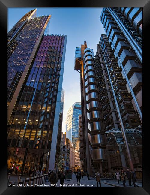 Dazzling London Financial District Framed Print by Janet Carmichael