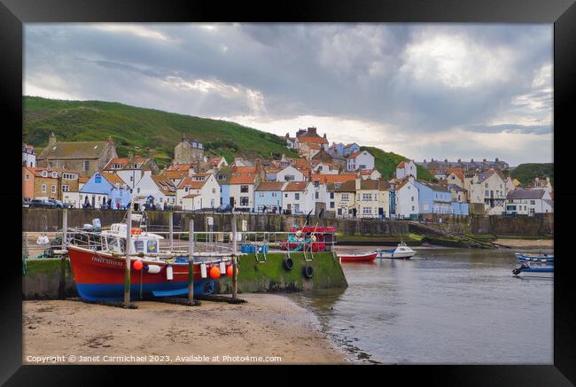 Staithes Harbour Framed Print by Janet Carmichael