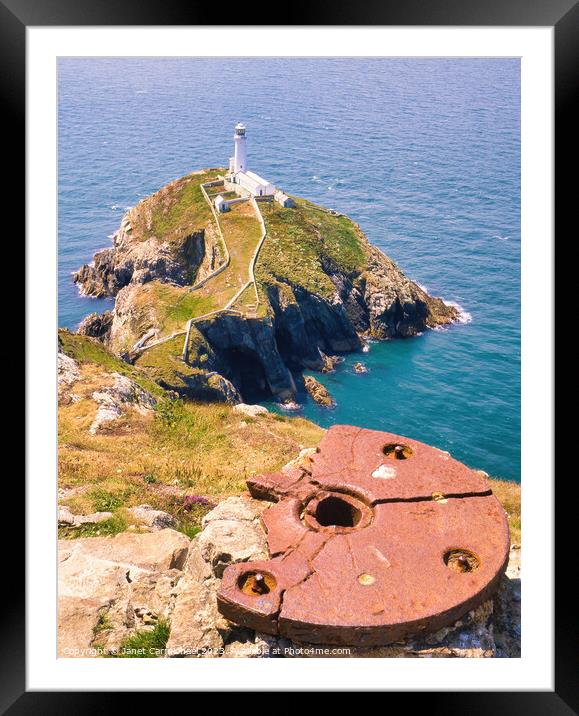 South Stack Lighthouse from the Gun Emplacement Framed Mounted Print by Janet Carmichael