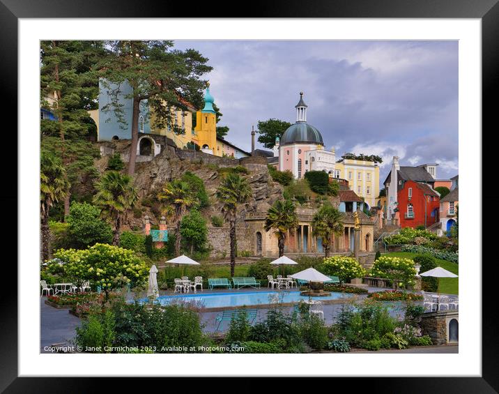 An Evening Stroll in Portmeirion Framed Mounted Print by Janet Carmichael