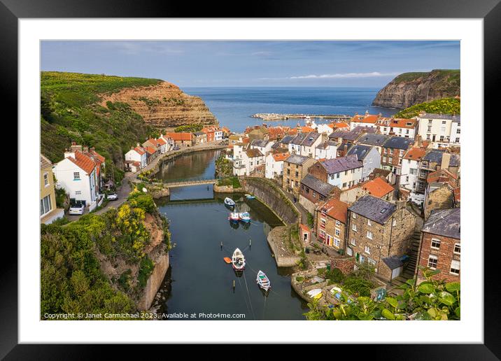 Staithes Rooftops Framed Mounted Print by Janet Carmichael