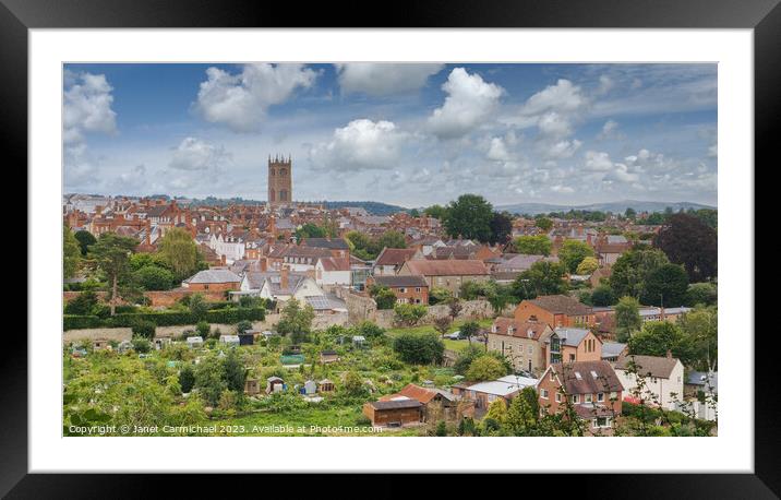 Ludlow Skyline Unveiled Framed Mounted Print by Janet Carmichael
