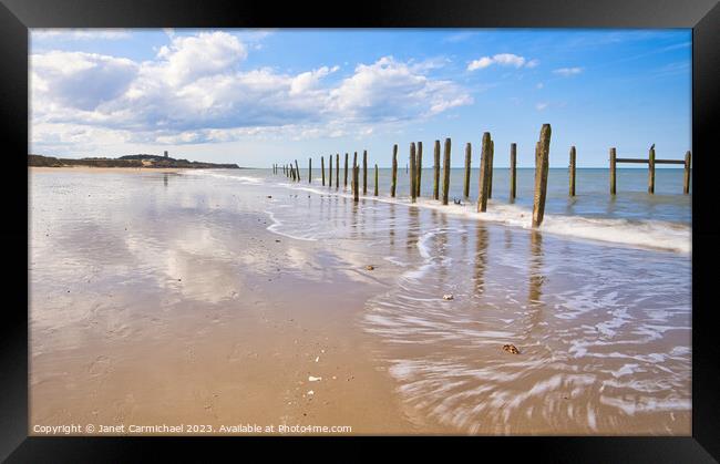 Turning Tides at Happisburgh Beach Framed Print by Janet Carmichael