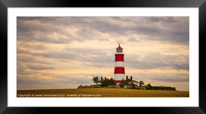 Last Light at Happisburgh Lighthouse Framed Mounted Print by Janet Carmichael