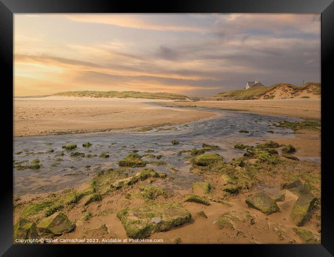 Coastal Serenity - Rhosneigr Beach Sunset Framed Print by Janet Carmichael