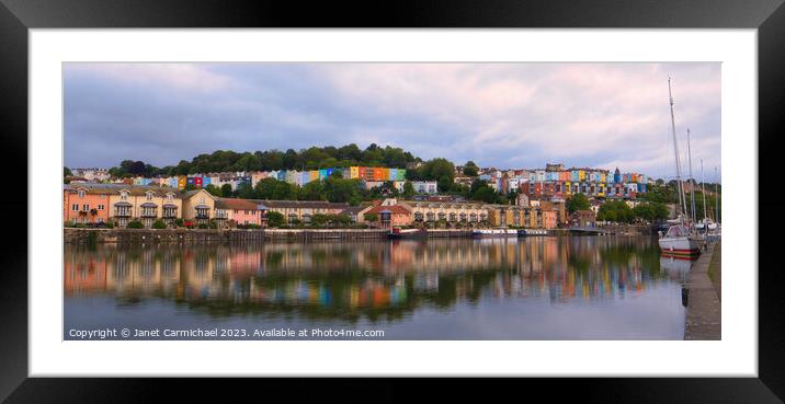 Bristol Marina Panorama Framed Mounted Print by Janet Carmichael