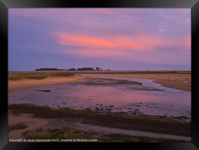 Stunning Sunset Skies over Wells Next the Sea Estuary Framed Print by Janet Carmichael