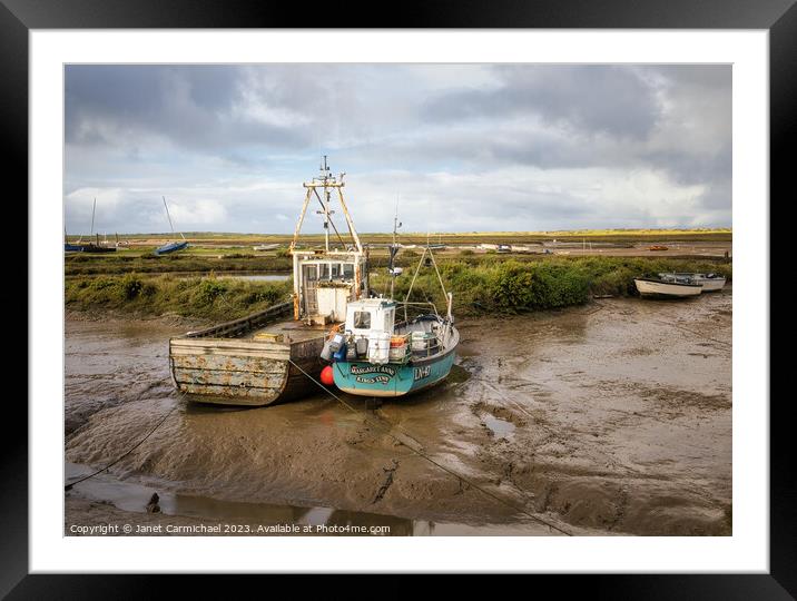 Working Fishing Boats in Norfolk Framed Mounted Print by Janet Carmichael