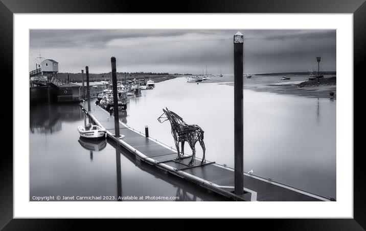 Mystical Lifeboat Horse Sculpture at Wells Next the Sea Framed Mounted Print by Janet Carmichael