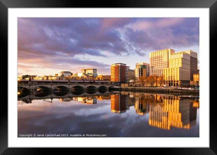 Sunset Reflections in the River Clyde Framed Mounted Print by Janet Carmichael