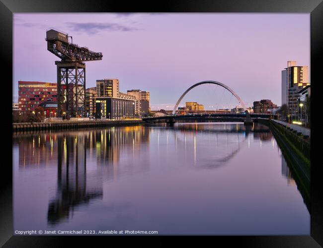 An Evening Clydeside in Glasgow Framed Print by Janet Carmichael