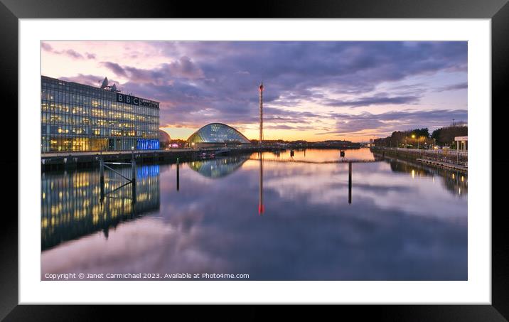 The Glasgow Science Centre at Nightfall Framed Mounted Print by Janet Carmichael