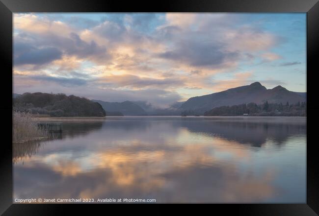 Glory Sunrise over Derwentwater Framed Print by Janet Carmichael