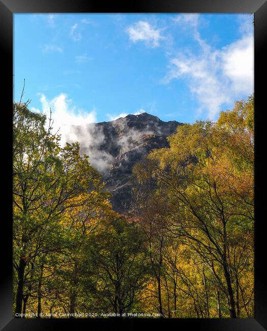 Castle Crag Creating Clouds - Lake District Framed Print by Janet Carmichael