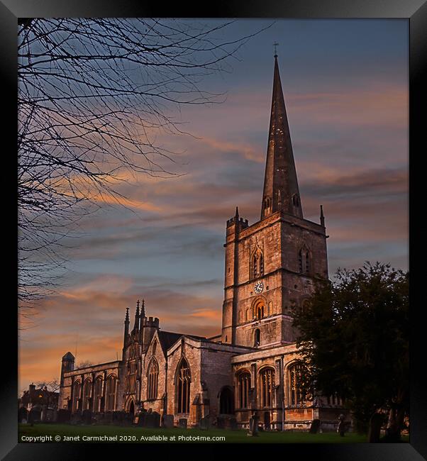 Cotswolds Iconic Sunset Church Framed Print by Janet Carmichael
