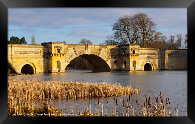 The Grand Bridge at Blenheim Palace - Oxfordshire Framed Print by Janet Carmichael